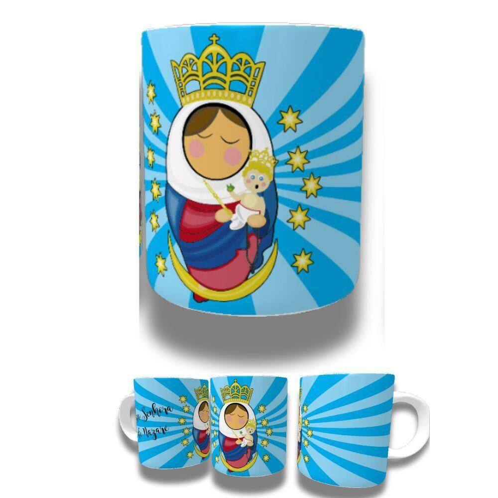 Caneca De Porcelana 325ml Santos Católicos Decorada Nossa Senhora De Nazaré