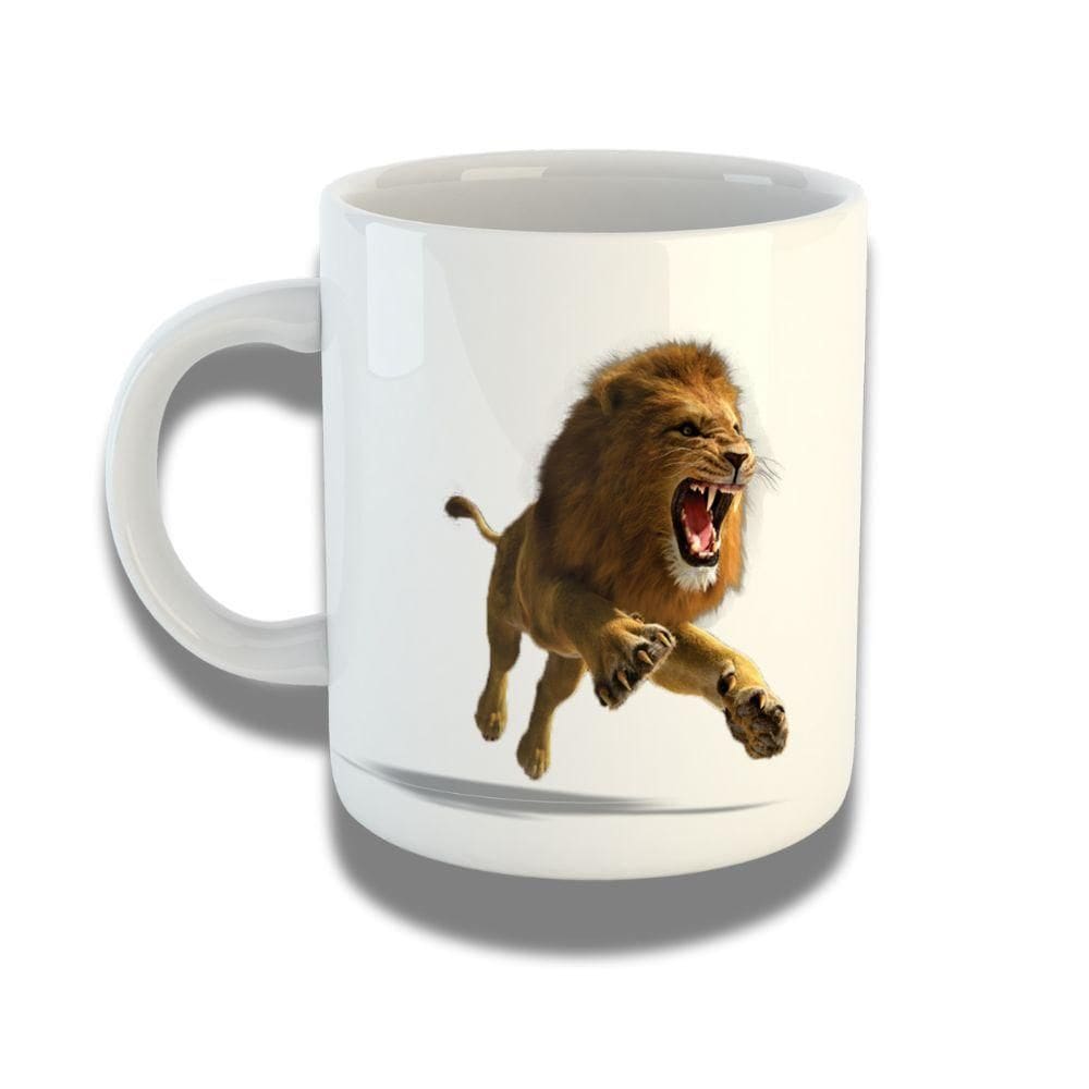 Caneca De Porcelana 325ml Com Design 3d Exclusivo Leão