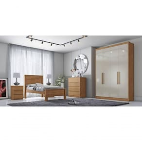 Guarda Roupa Solteiro 4 Portas 3 Gavetas Moderni -cumaru-fendi Móveis Novo Horizonte