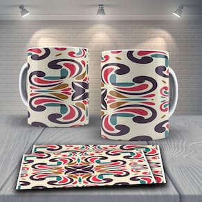 Caneca De Porcelana 325ml Decorada Tribal Tribal 22