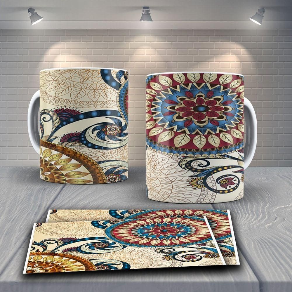 Caneca De Porcelana 325ml Decorada Tribal Tribal 21
