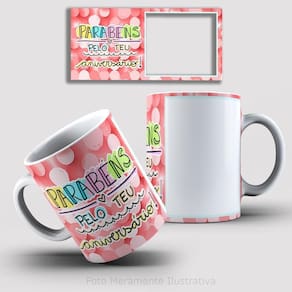 Caneca De Porcelana 325ml Decorada Feliz Aniversário Feliz Aniversário 1