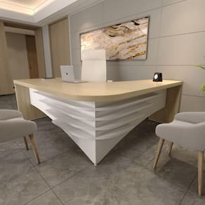 Mesa Francela Diretor 2,00 X 1,80 Lado Direito Carvalho-bco