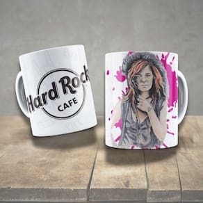 Caneca De Porcelana 325ml Decorada ícones Da Música Janis Joplin