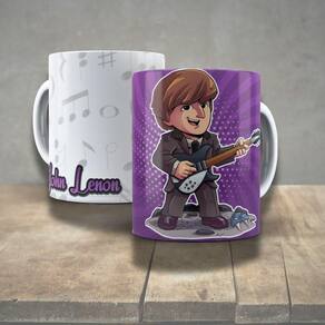 Caneca De Porcelana 325ml Decorada ícones Da Música John Lenon