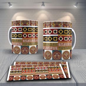 Caneca De Porcelana 325ml Decorada Tribal Tribal 11