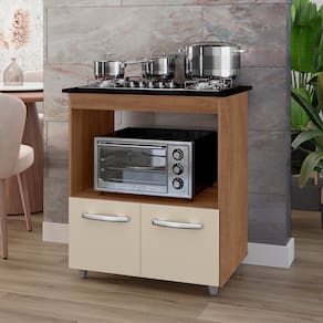 Balcão para Cooktop 5 Bocas L7 Elisa Savana Off White - Moblis