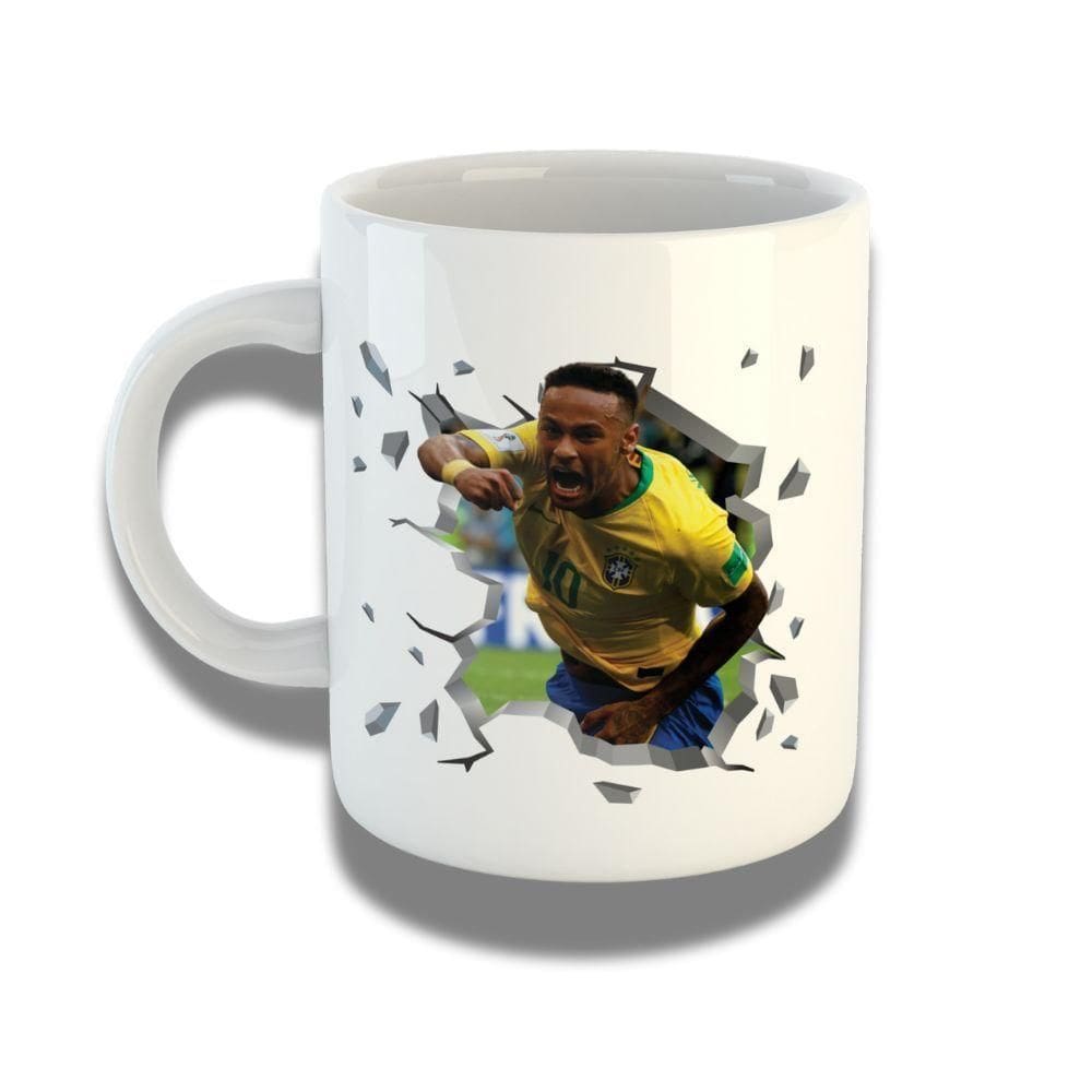 Caneca De Porcelana 325ml Com Design 3d Exclusivo Neymar Jr