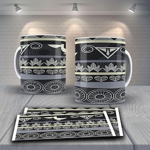 Caneca De Porcelana 325ml Decorada Tribal Tribal 23