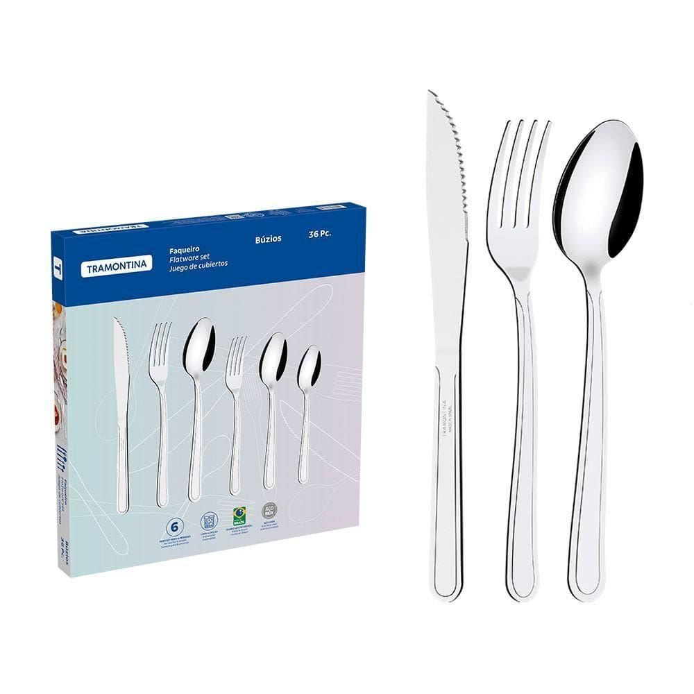 Jogo De Talheres 36 Peças Tramontina Búzios 23798068 Inox Inox 23798068
