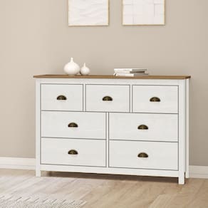 Comoda 7 Gavetas Topazio 125x85x41cm Branco Lavado/Freijó