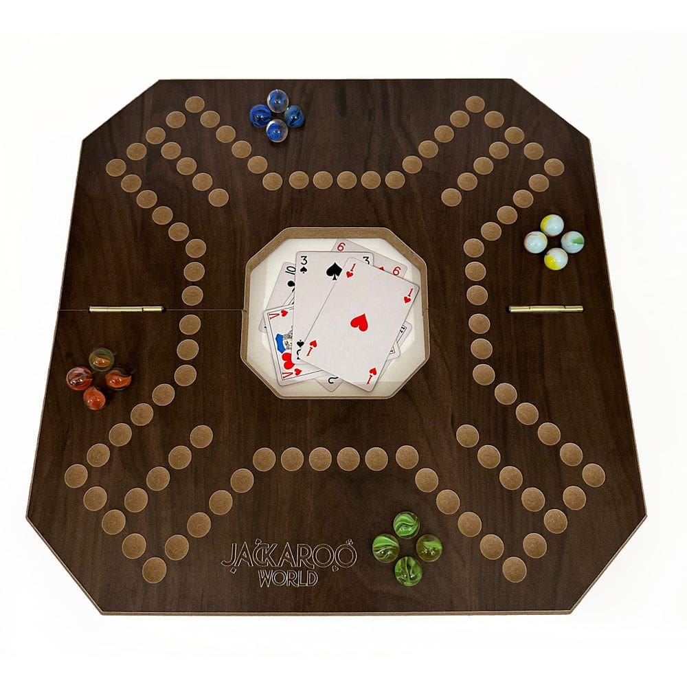 Jogo de Tabuleiro Jackaroo Marble Chase 2-4 jogadores Walnut Wood