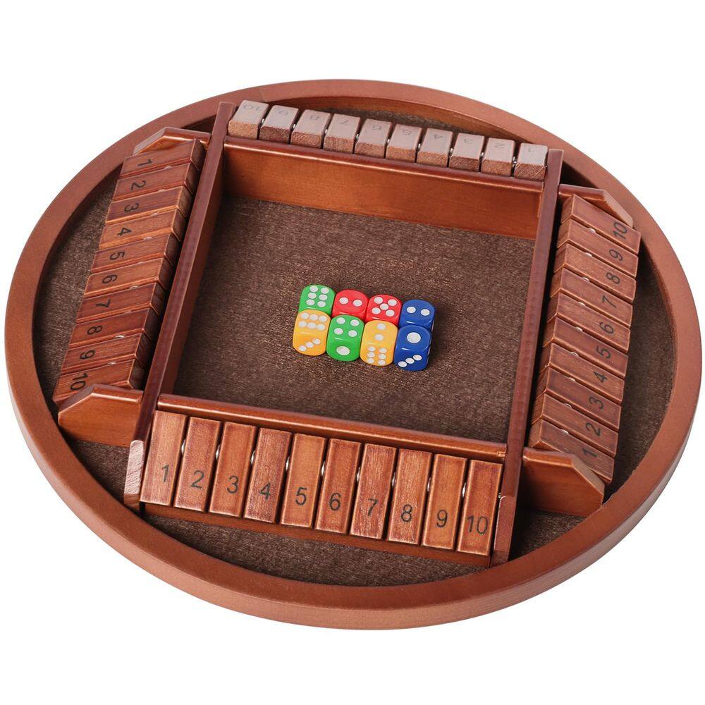 Jogo de dados Shut The Box Nicecho para 2-4 jogadores Family Brown