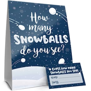 Jogo de adivinhação: Winter Holiday Party Snowballs com cartaz e 30 cartas
