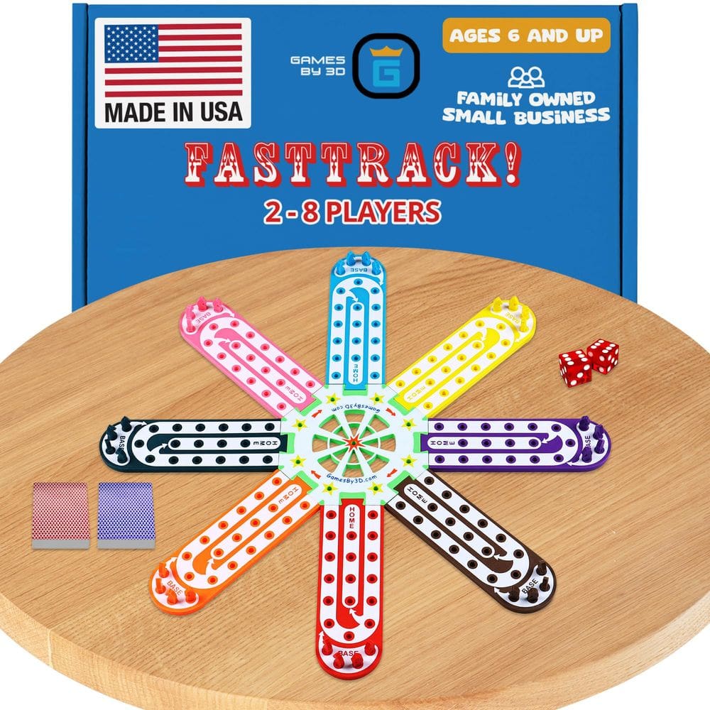 Jogo de tabuleiro 3D Fast Track para 2 a 8 jogadores com pinos de cabeça de cavalo