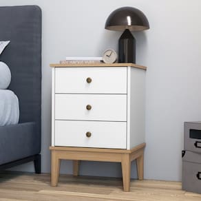 Mesa de Cabeceira - Colonial 450cm x 660cm x 380cm 3 Gavetas Mel / Branco