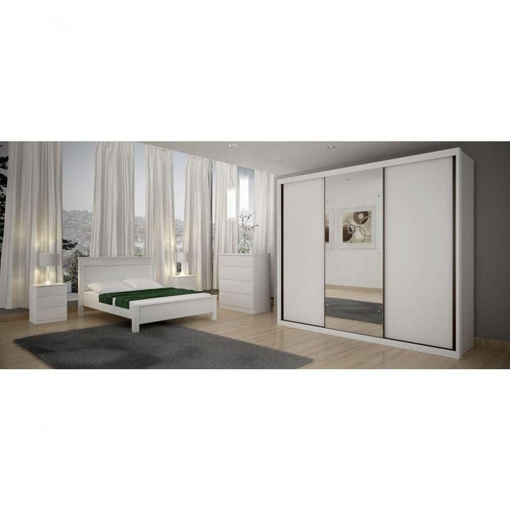 Guarda Roupa Casal Com Espelho 3 Portas 6 Gavetas Palazzo-branco Móveis Novo Horizonte