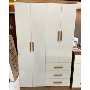 Guarda Roupa Solteiro Com Pés 4 Portas 3 Gavetas Encant-cumaru-fendi Móveis Novo Horizonte