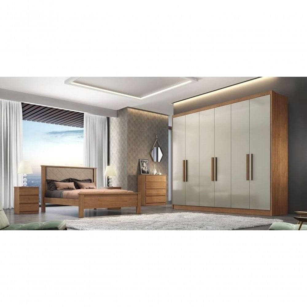 Guarda Roupa Casal 100% Mdf 6 Portas 6 Gavetas Linea-cumaru-fendi Móveis Novo Horizonte