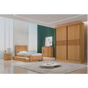 Guarda Roupa Solteiro 2 Portas 3 Gavetas Santorini Ripado-cinamomo Móveis D`doro