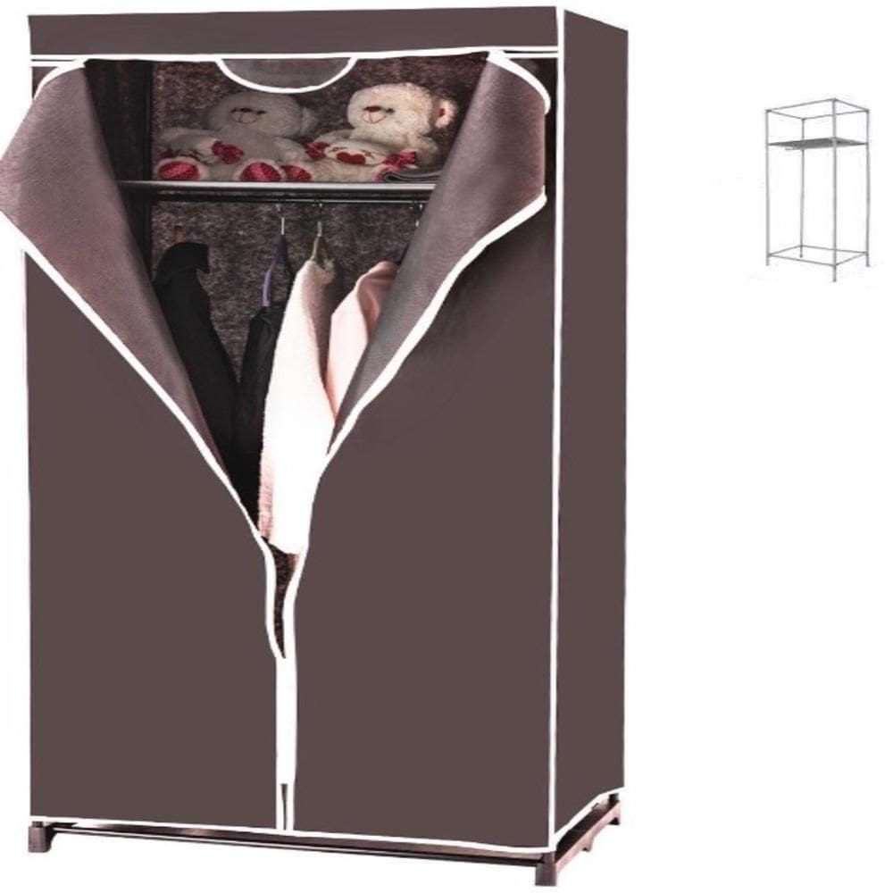 Guarda Roupa Arara Armario Multifuncional Dobravel Organizador Marrom