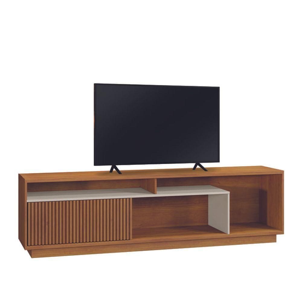 Rack Moderno 1 Porta Ripada 2,0m - Ravena-naturale-off White - Mavau Móveis