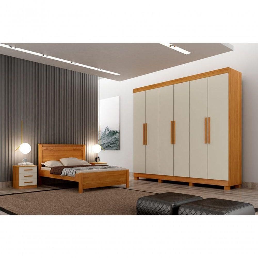 Guarda Roupa Casal 6 Portas 4 Gavetas Canadá-cinamomo-off White Leifer Móveis