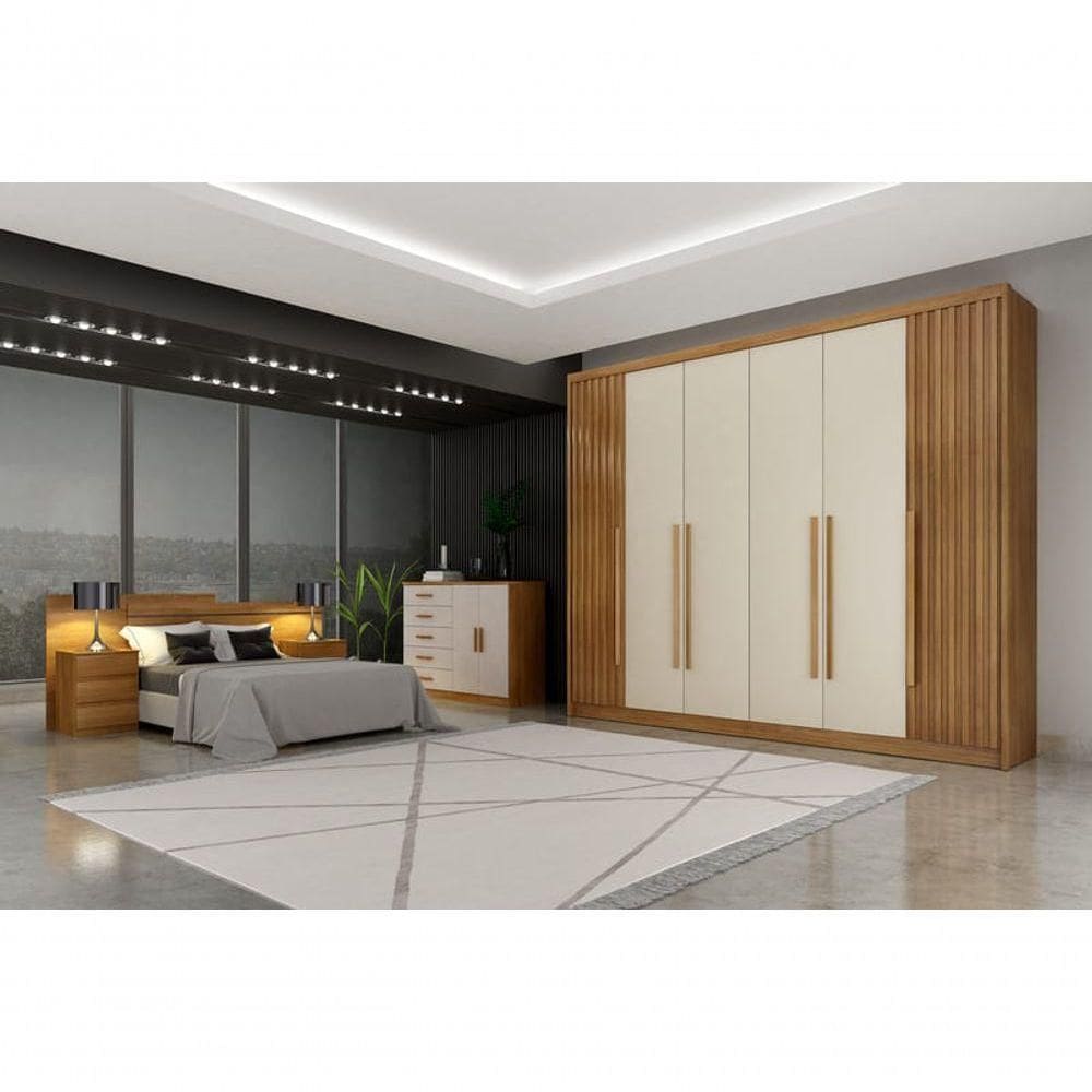 Guarda Roupa Casal 6 Portas 6 Gavetas Coimbra Ripado-cumaru-fendi Móveis Novo Horizonte