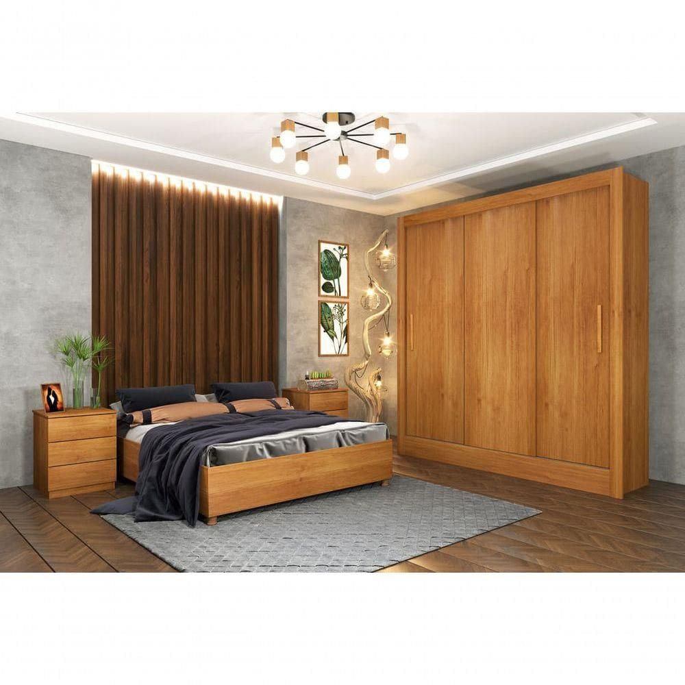 Guarda Roupa Casal 3 Portas 4 Gavetas Valencia-cinamomo Tcil Móveis