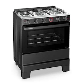 Fogão A Gás 5 Bocas Automático Ideal Super Preto Mesa Inox F51AP Esmaltec