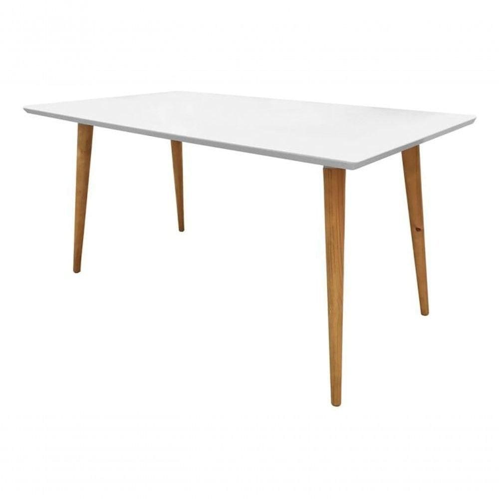 Mesa Retangular Laqueada Com Vidro Sala De Jantar 120x70 Branco