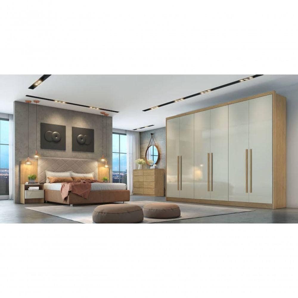 Guarda Roupa Casal 100% Mdf 6 Portas 8 Gavetas Robust -cumaru-fendi Móveis Novo Horizonte
