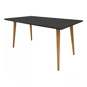 Mesa Jantar Pés Palito Retangular Laqueada Com Vidro 100x70 Preto
