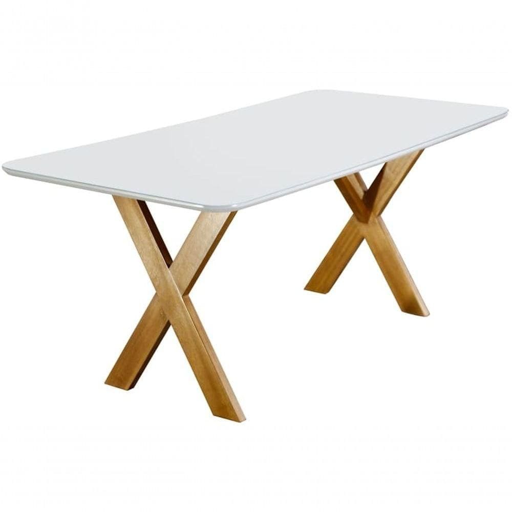 Mesa De Jantar Com Vidro Madeira Maciça Munique-1,80x0,90m Móveis Mundial