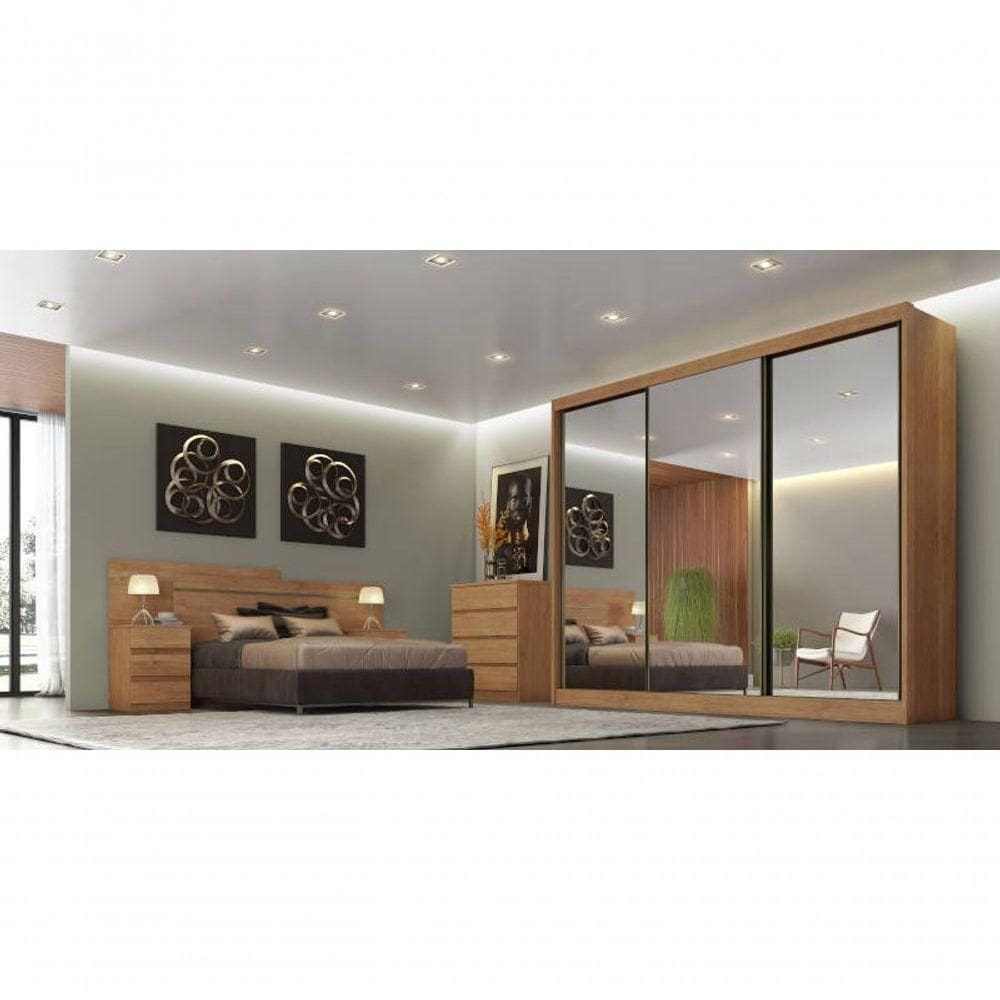 Guarda Roupa Casal Espelhado 8 Gavetas Sollo-cumaru Móveis Novo Horizonte