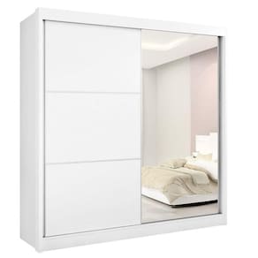Guarda Roupa Casal Com Espelho 2 Portas 6 Gavetas Titanium-branco Móveis D`doro