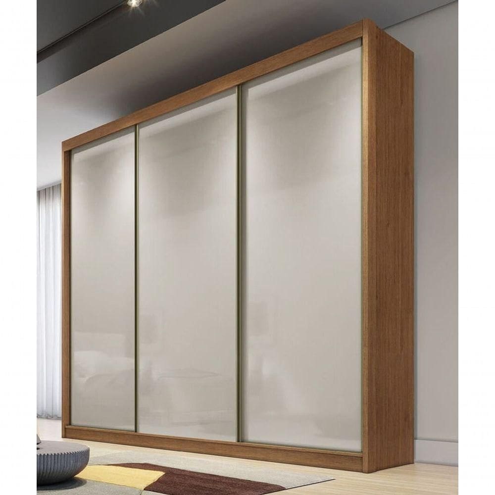 Guarda Roupa Casal 3 Portas 4 Gavetas Diamond-cumaru Off White Móveis Novo Horizonte