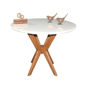 Mesa Jantar Pandora Tampo Redondo Laca Com Vidro 90cm Branco