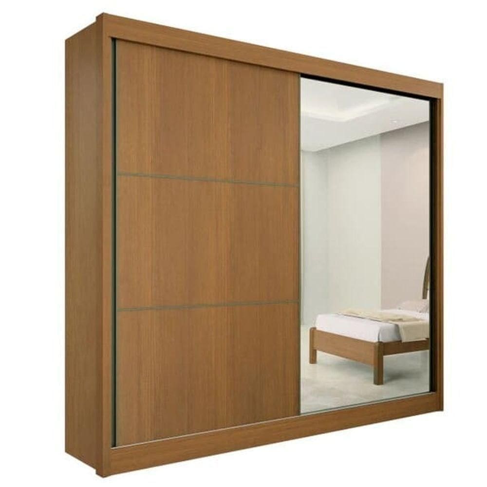 Guarda Roupa Casal Com Espelho 2 Portas 6 Gavetas Titanium-cinamomo Móveis D`doro