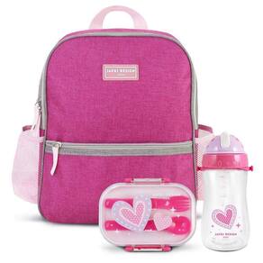 Kit Mochila Escolar Pote Para Lanche E Garrafa 460ml Infantil Pink