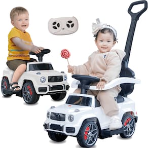 Carrinho Eletrico com Empurrador Bandeirante Jipe 4 em 1 6V Branco