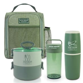 Conjunto Da Linha Joy Bolsa Térmica, Porta Escova E Pasta De Dente, Pote Marmita 2 Andares E Garrafa Verde