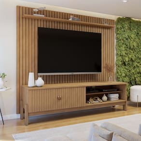 Rack com Painel Vitória para TV até 55 Polegadas 2 Portas MDF Fresado Cinamomo