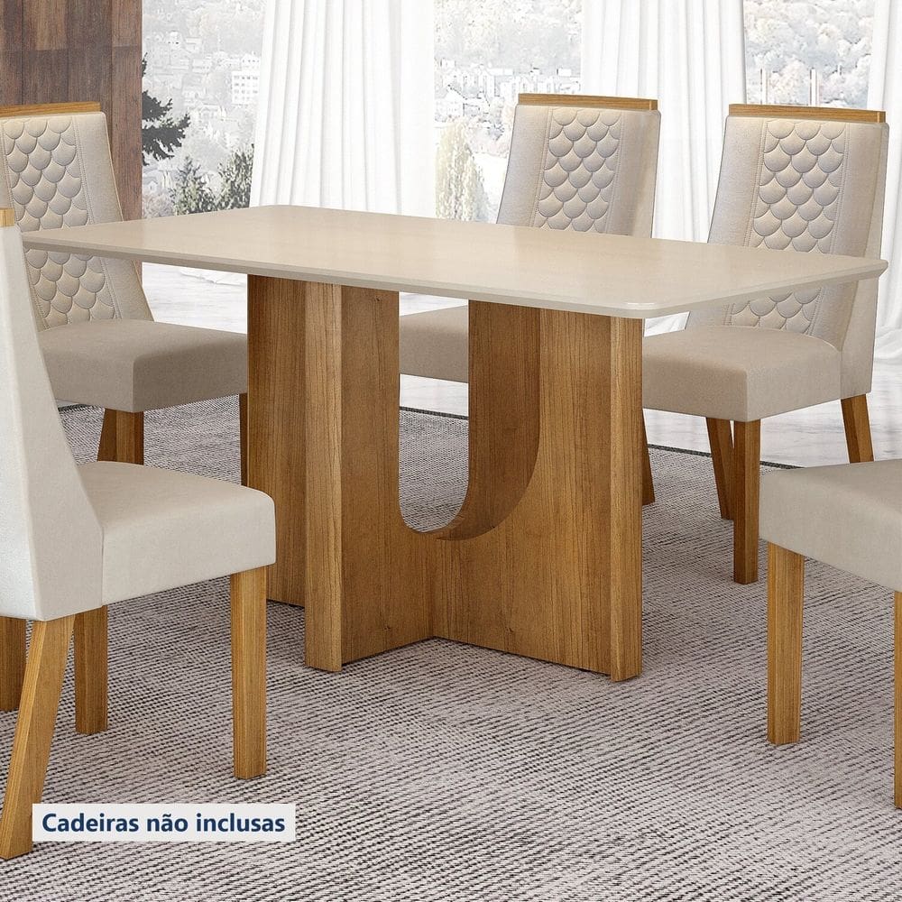 Mesa de Jantar 120cmx80cm Tampo de 25mm Dora Marrom/Bege