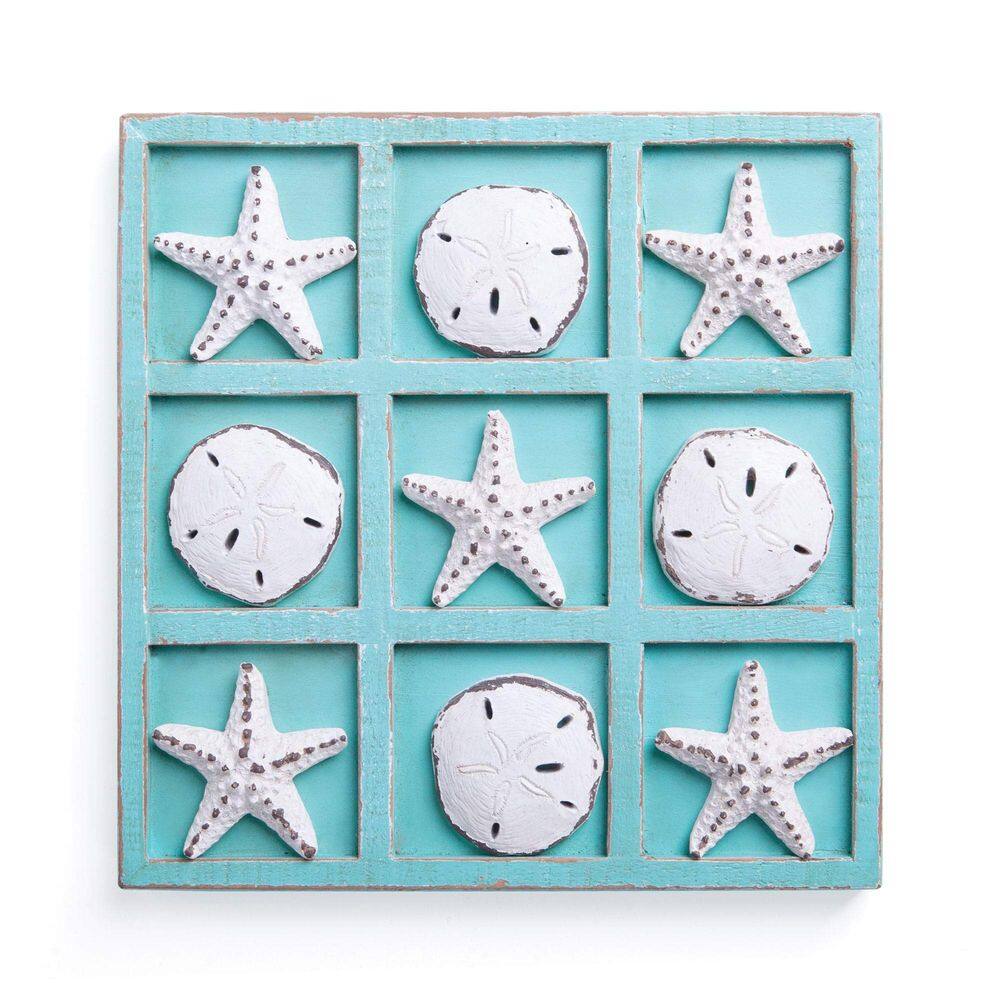 Beach Tic Tac Toe NIKKY HOME Starfish Sand Dollar Teal