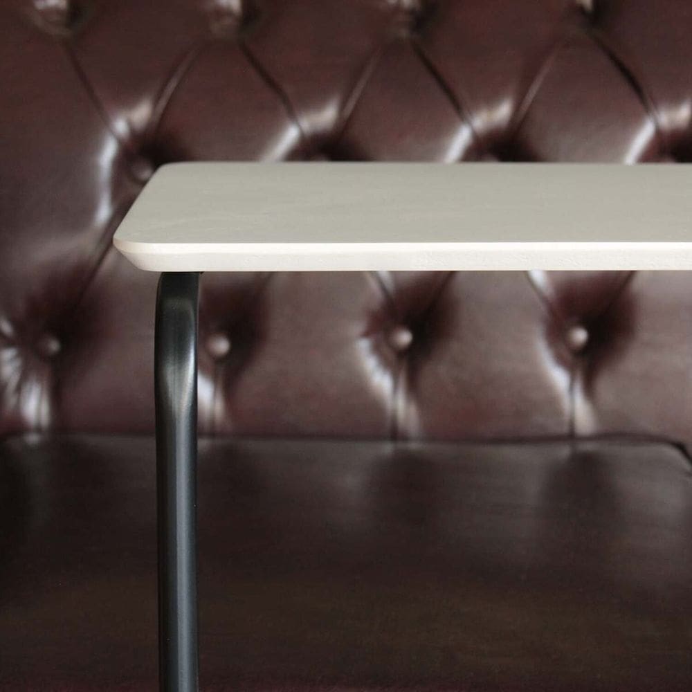 Mesa de Apoio Lateral para Sofá com Base de Metal ,Tampo Branco/Cromado