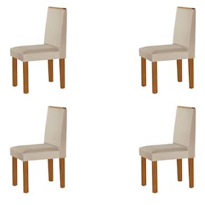 Conjunto 4 Cadeiras Flora Yescasa 92x51x43 cm Castanho Cinamomo/Creme/Off White
