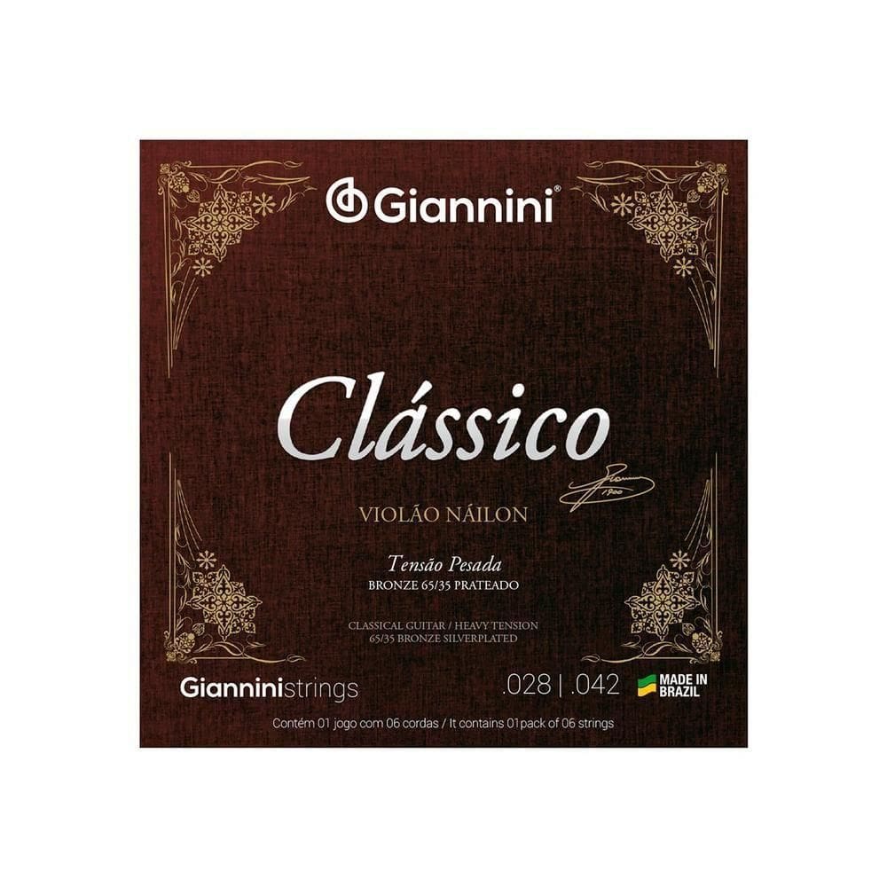 Encordoamento Para Violão Nylon 65-35 Tensão Pesada Bronze Prateado Genwpa
