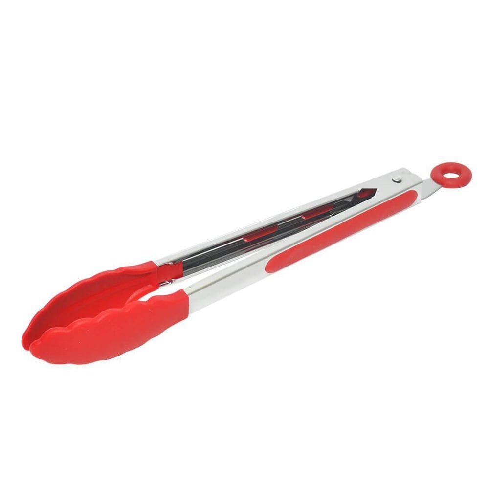 Pegador Silicone Vermelho Pinça Aço Inox 29,5cm