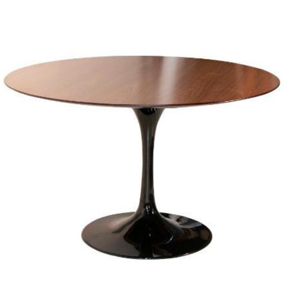 Mesa de Jantar Tulipa Saarinen Redonda 110 cm Tampo Imbuia Base Preta